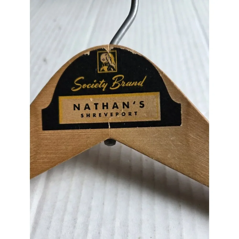 Vintage Wishbone Wooden Advertising‎ Clothes Hanger Nathan's Shreveport